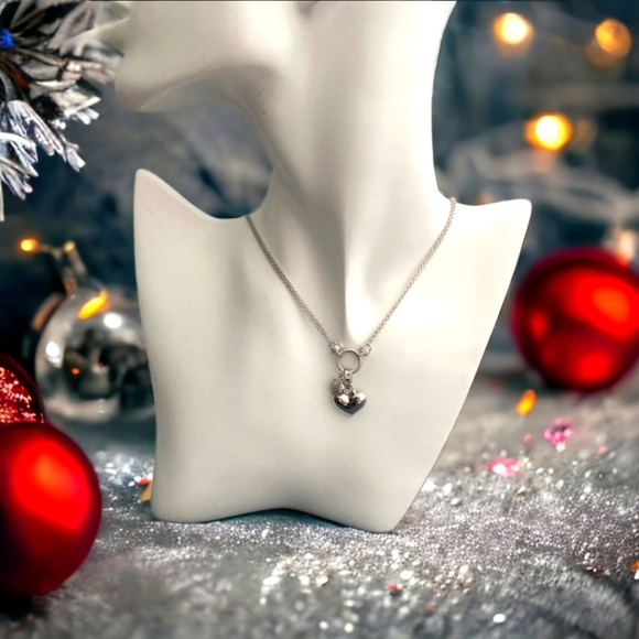 Genuine Diamond Double Heart Necklace - Picture 1 of 5